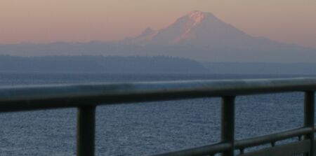 lever de Soleil sur Seattle vue mont Rainier